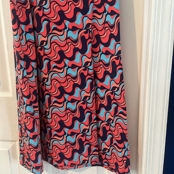 Women’s Katherine Way V-Neck Sleeveless Multi Color Nylon & Spandex Dress Sz XL - Picture 8 of 9